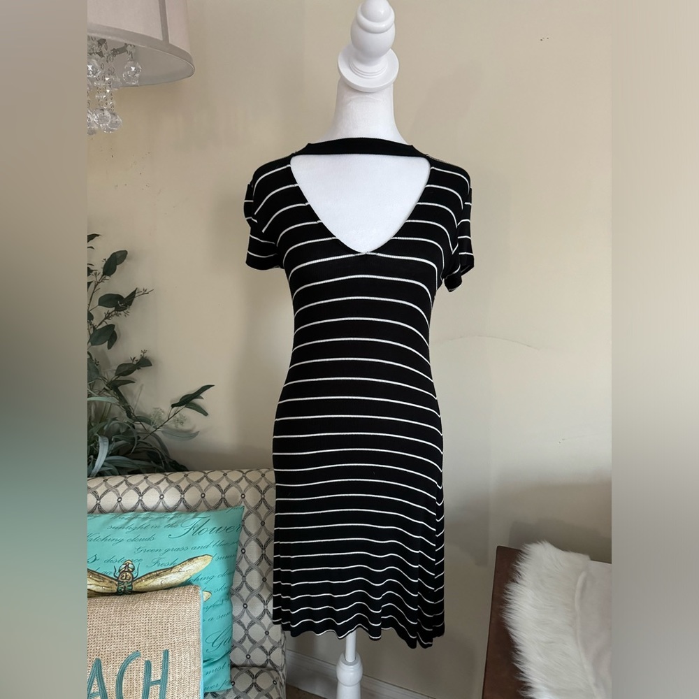 American Eagle Outfitters black and white striped dress- size XS